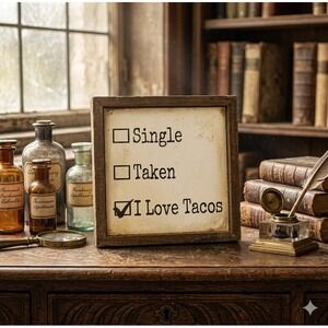 Driftless Studios I Love Tacos Wooden Box Sign Handmade Rustic Home Decor 6x6